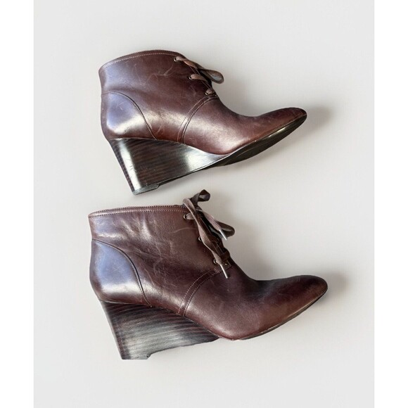 Lauren Ralph Lauren Brown Leather Boots Size 9 Tamia Prairie Steampunk Booties - Picture 1 of 8